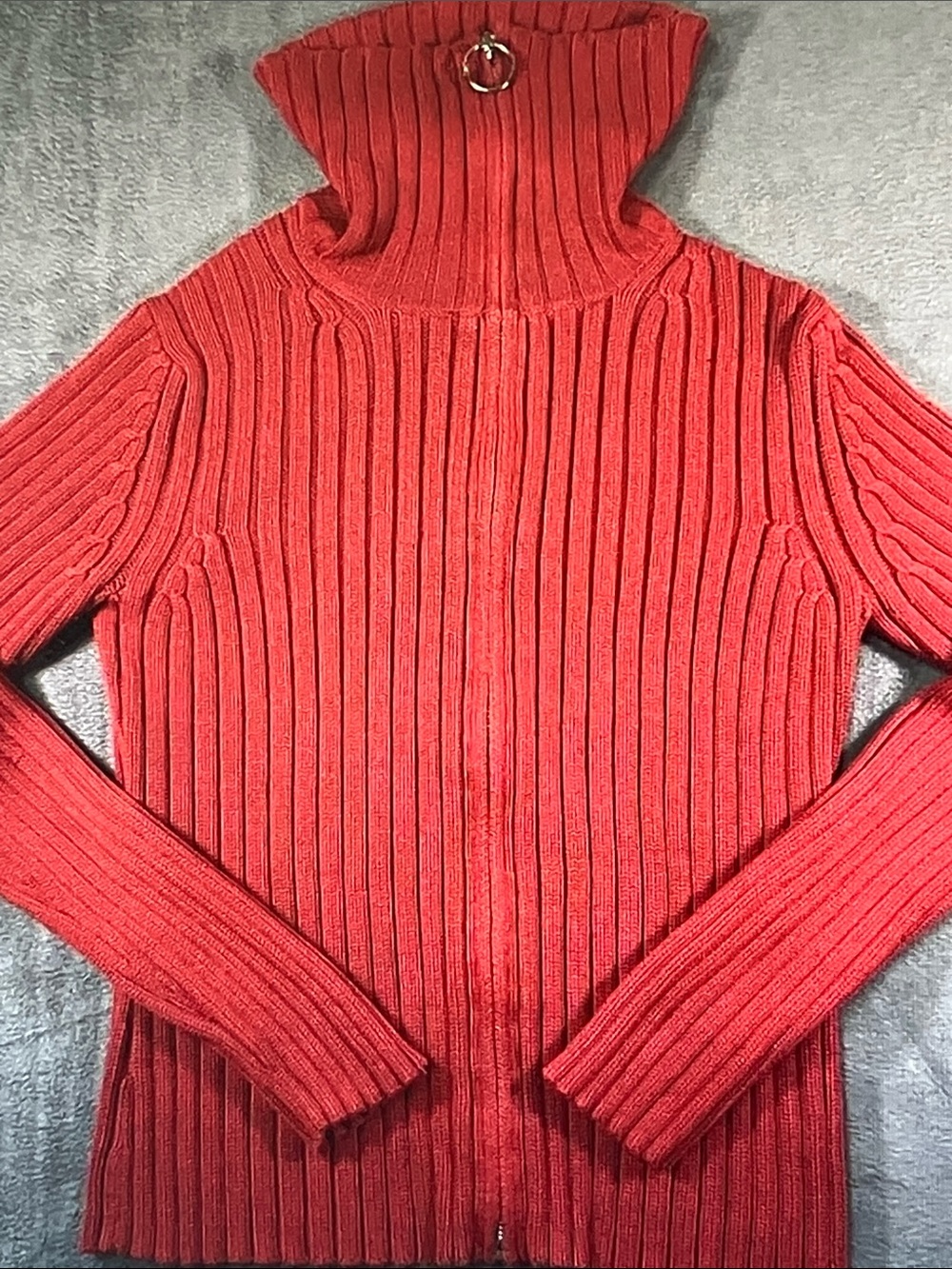 GAP Ribbed Zip Turtleneck Sweater - Red